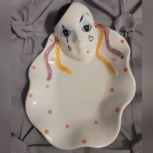 Pierrot Clown Mime Trinket Dish Vintage Japan With Crazing